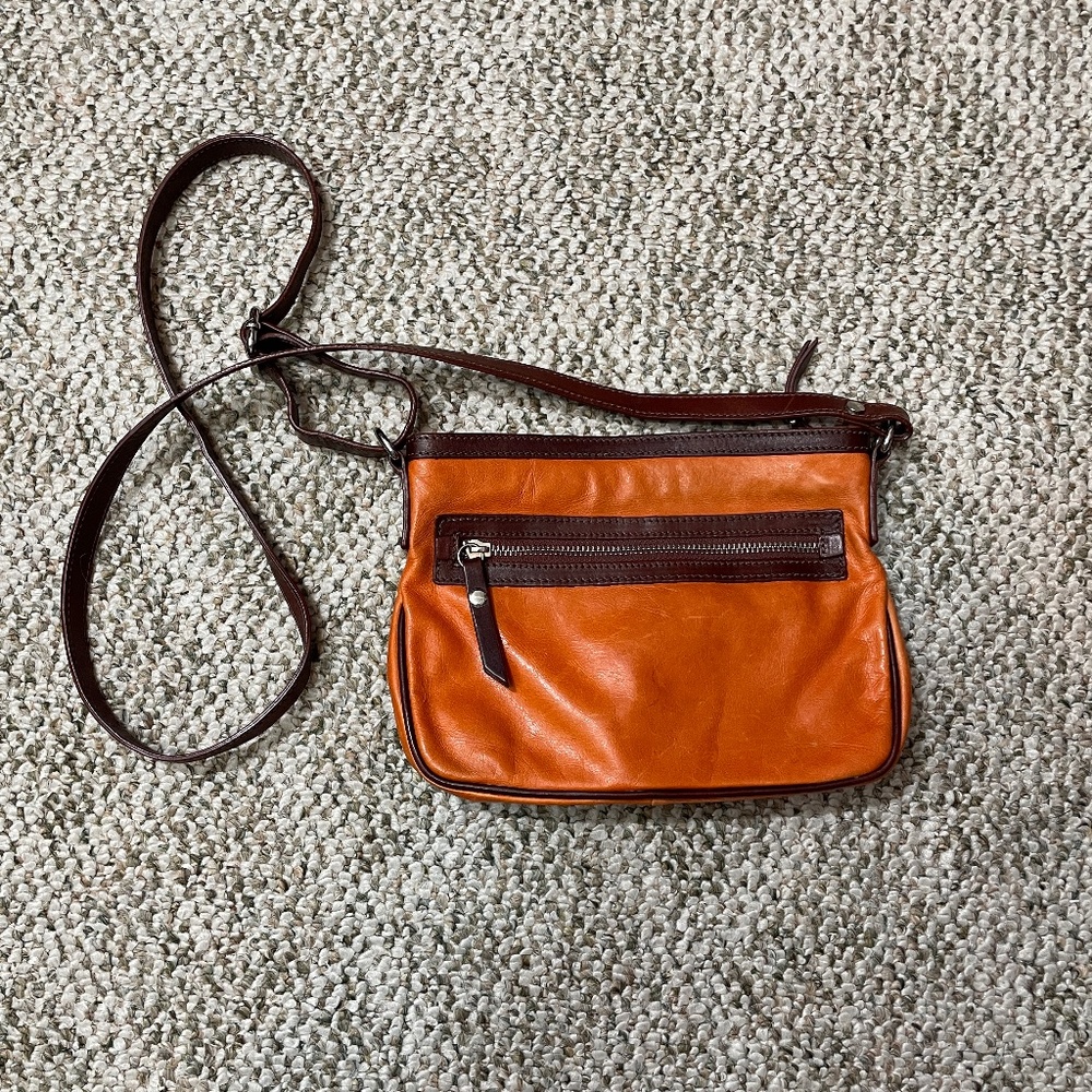 Tano Leather Cross Body Purple Lining Adjustable Strap